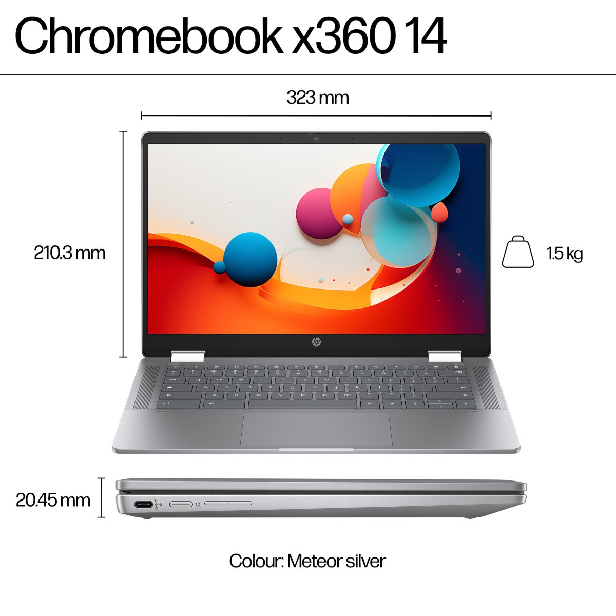 HP Chromebook x360 14b-cd0001na 14-inch FHD Touchscreen Intel N200 8GB 128GB eUFS ChromeOS Silver - Image 7