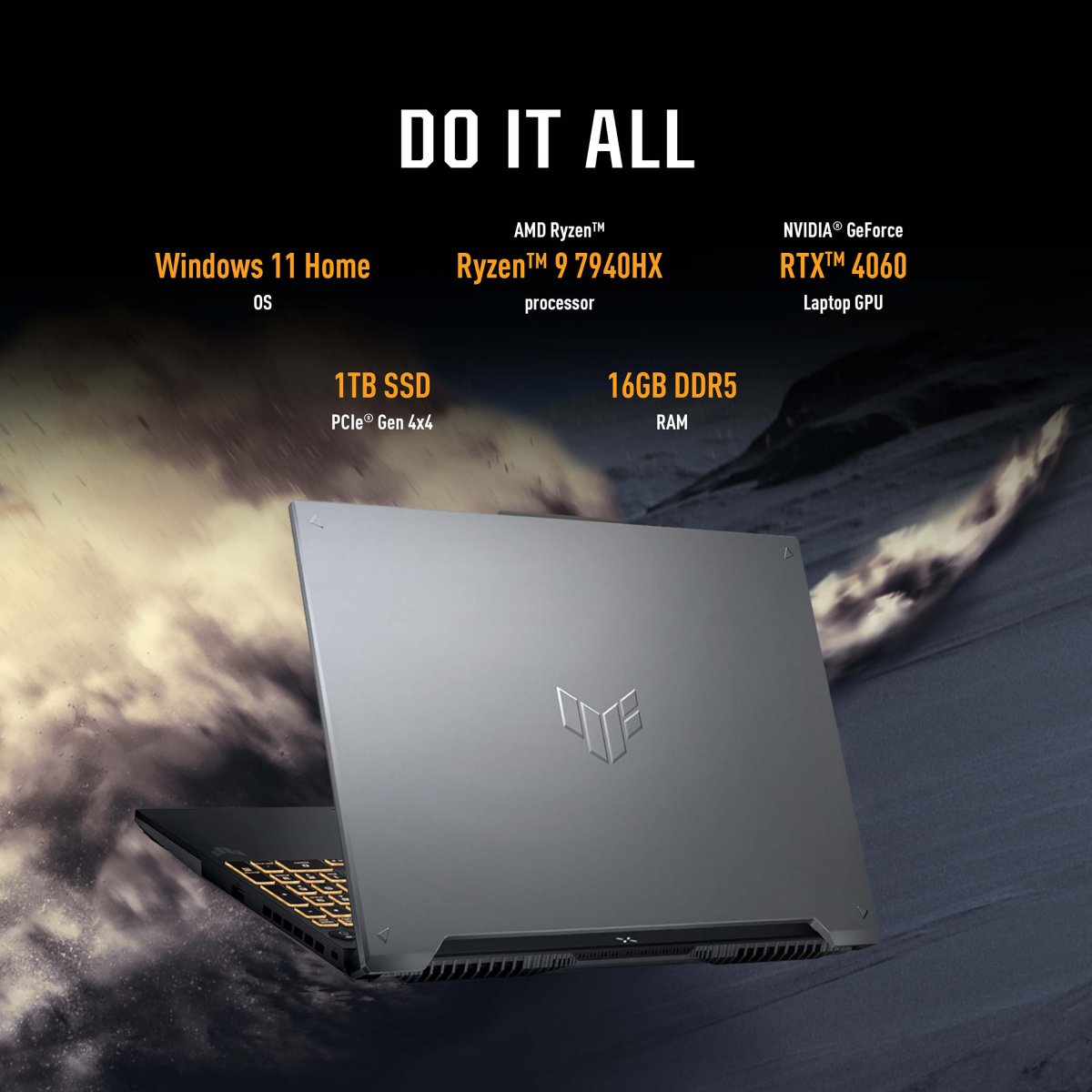ASUS TUF Gaming A16 FA607PV-RL124W AMD Ryzen™ 9 7940HX Laptop 40.6 cm (16") WUXGA 16 GB DDR5-SDRAM 1 TB SSD NVIDIA GeForce RTX 4060 Wi-Fi 6 (802.11ax) Windows 11 Home Black, Grey - Image 17