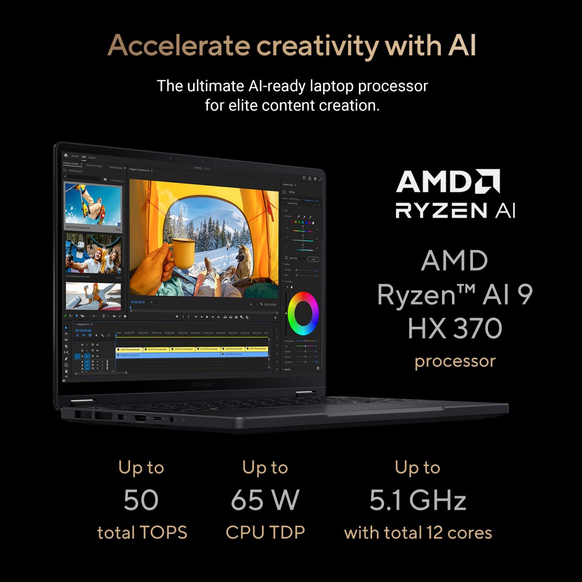 ASUS ProArt PX13 HN7306WI-LX017W Copilot+ PC AMD Ryzen AI 9 HX 370 Hybrid (2-in-1) 33.8 cm (13.3") Touchscreen 3K 32 GB LPDDR5x-SDRAM 2 TB SSD NVIDIA GeForce RTX 4070 Wi-Fi 7 (802.11be) Windows 11 Home Black - Image 6