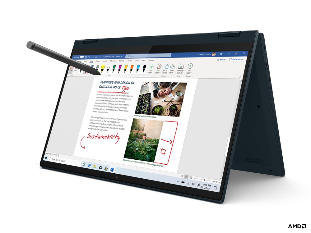 Lenovo IdeaPad Flex 5 14ALC05 AMD Ryzen™ 3 5300U Hybrid (2-in-1) 35.6 cm (14") Touchscreen Full HD 4 GB DDR4-SDRAM 128 GB SSD Wi-Fi 5 (802.11ac) Windows 10 Home in S mode UK English Blue