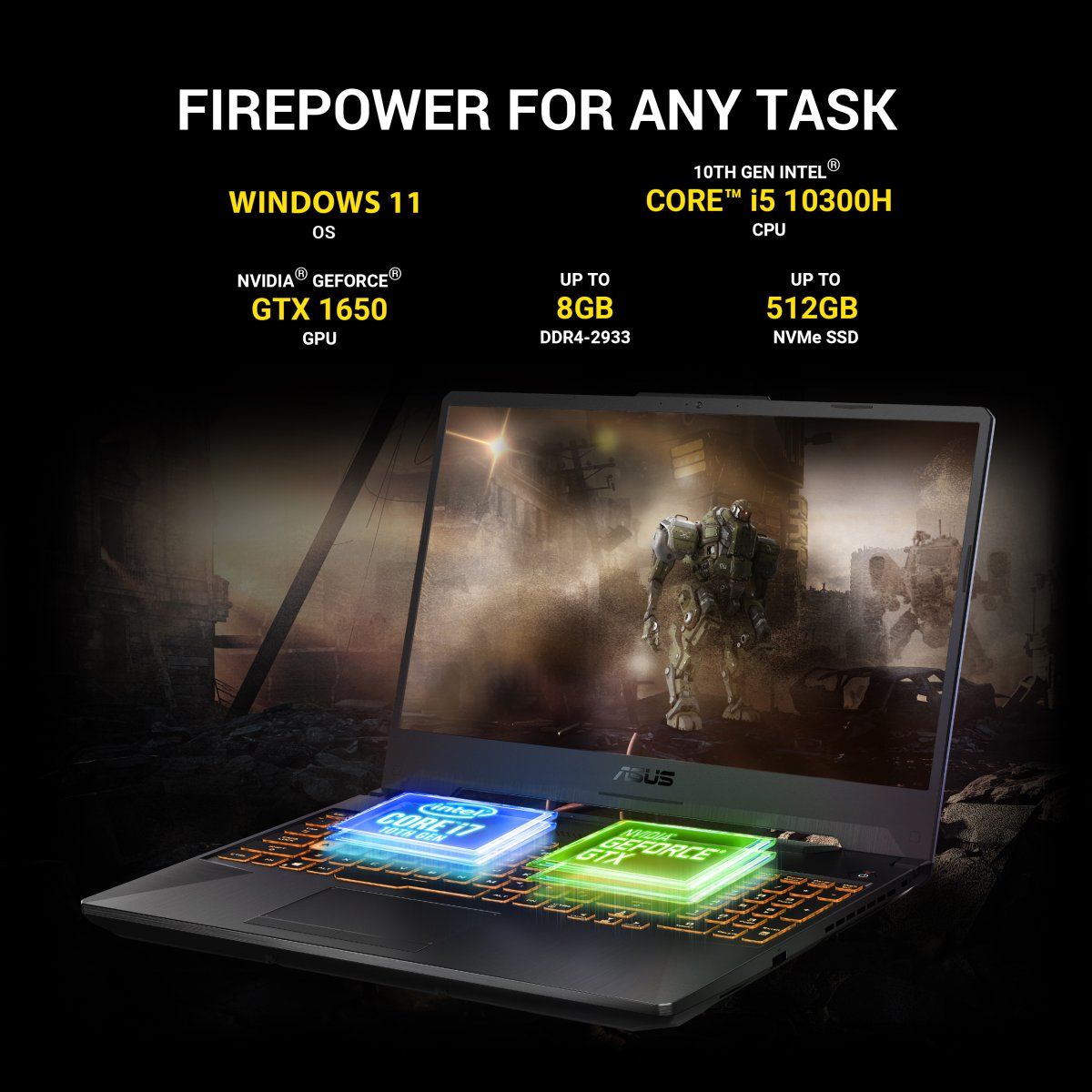 ASUS TUF Gaming F15 FX506LH-HN082W Intel® Core™ i5 i5-10300H Laptop 39.6 cm (15.6") Full HD 8 GB DDR4-SDRAM 512 GB SSD NVIDIA® GeForce® GTX 1650 Wi-Fi 6 (802.11ax) Windows 11 Home Black - Image 18